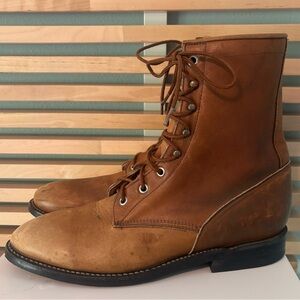 🔥NWOT Bilt Rite Brown Amber Brushed Men’s Leather Lace Up Combat Boots Size: 9.5